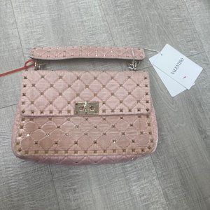 Valentino Pink Velvet Rockstud Bag